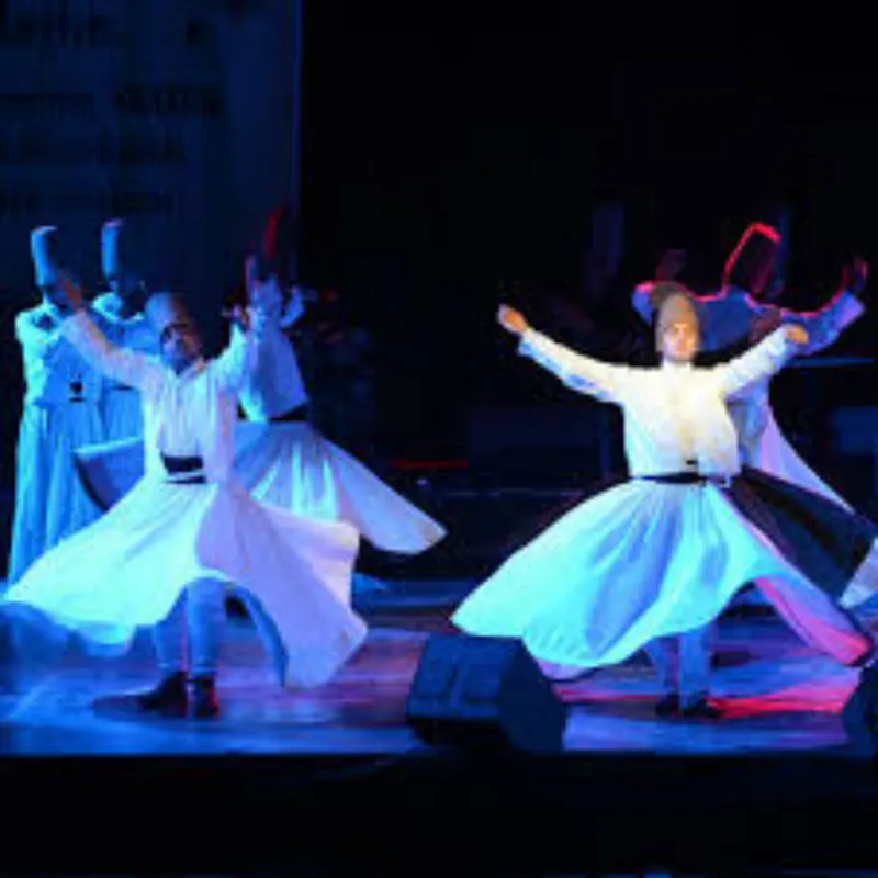 Mavi Işıklı LED Kostümlü Semazen Ekibi